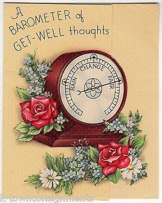 A Barometer of Get Well Thoughts Vintage Graphic Illustrated Greetings Card - K-townConsignments