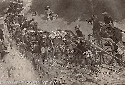 THE ADVANCE SOLDIERS WAGONS ANTIQUE REMINGTON GRAPHIC ILLUSTRATION PRINT 1902 - K-townConsignments