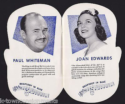 PAUL WHITEMAN CHARLIE TEAGARDEN BIG BAND MUSIC CHESTERFIELD CIGARETTES PROGRAM - K-townConsignments