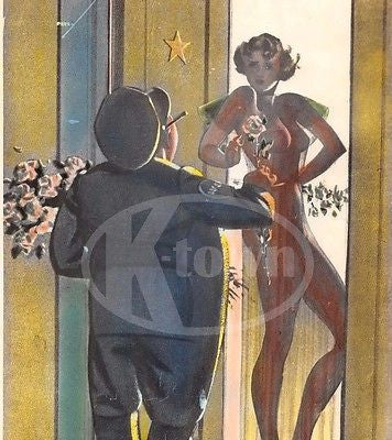 HOLLYWOOD PIN-UP ACTRESS & THE MAILMAN VINTAGE HUMOROUS CARTOON PHOTOGRAPH - K-townConsignments