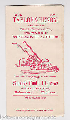 TAYLOR & HENRY FARMING PLOWS KALAMAZOO MICHIGAN ANTIQUE GRAPHIC ADVERTISING 1891 - K-townConsignments