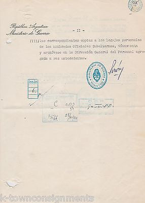 JUAN PERON ARGENTINA PRESIDENT MILITARY LEADER VINTAGE AUTOGRAPH SIGNED DOCUMENT - K-townConsignments