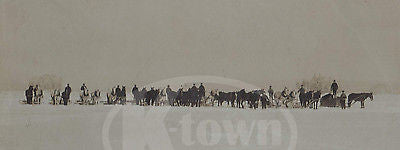 HORSE DRAWN SNOW SLEIGH DRIVER TEAMS IDed ANTIQUE OUTDOOR GROUP PHOTOGRAPH - K-townConsignments