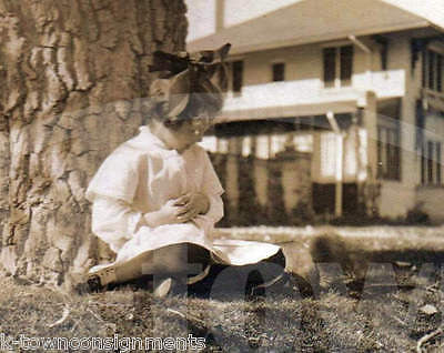 CUTE LITTLE GIRL STEIFF BEAR & FEEDING PET SQUIRREL ANTIQUE SNAPSHOT PHOTOS - K-townConsignments