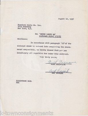 NICK ACQUAVIVA & NICK VARICK MUSIC SONGWRITERS AUTOGRAPH SIGNED MUSIC CONTRACT - K-townConsignments