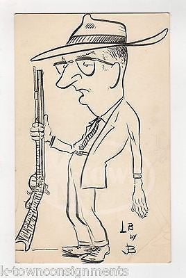 LBJ PRESIDENT LYNDON JOHNSON HUNTING ORIGINAL POLITICAL CARTOON INK SKETCH - K-townConsignments