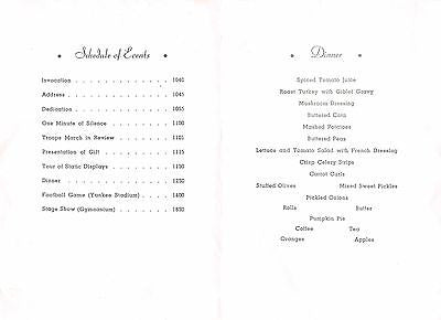 KELLEY BARRACKS GERMANY 1ST ENGINEER BATTALION VINTAGE DEDICATION DINNER MENU - K-townConsignments