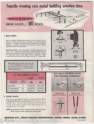 SOUTHCO DRIVE RIVETS LESTER PA INDUSTRIAL CO VINTAGE GRAPHIC ADVERTISING FLYER U - K-townConsignments