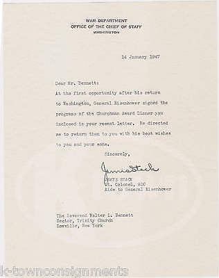 JAMES STACK GENERAL EISENHOWER STAFF ORIGINAL AUTOGRAPH SIGNED WAR DEPT LETTER - K-townConsignments