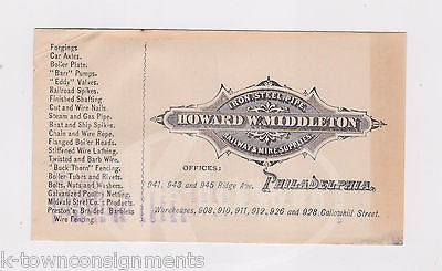 HOWARD MIDDLETON IRON STEEL RAILWAY & MINING SUPPLIES PHILADELPHIA ANTIQUE FLYER - K-townConsignments