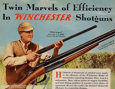 WINCHESTER SHOTGUNS FAMOUS TRAP SHOOTER GRIER VINTAGE GRAPHIC ADVERTISING PRINT - K-townConsignments