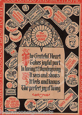 A GRATEFUL HEART CUTE POEM ANTIQUE NURSERY RHYME GRAPHIC ILLUSTRATION PRINT - K-townConsignments