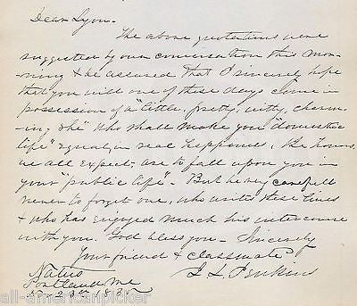 L. L. JENKINS PORTLAND MAINE ANTIQUE AUTOGRAPH SIGNED YALE COLLEGE GRAD LETTER - K-townConsignments