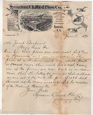 SYRACUSE CHILLED PLOW NY AGRICULTURAL SUPPLY ANTIQUE GRAPHIC ADVERTISING LETTER - K-townConsignments