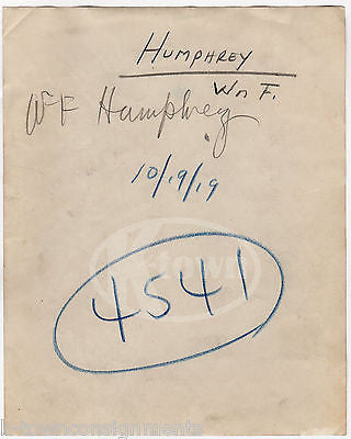 WILLIAM F. HUMPHREY SUNKEN STEAMSHIP NAMESAKE ANTIQUE NEWS PRESS PHOTO 1919 - K-townConsignments
