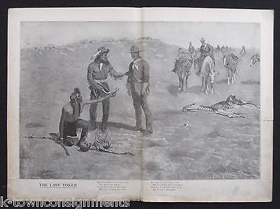 FREDERICK REMINGTON THE LAST TOKEN ANTIQUE COWBOYS & INDIANS POSTER PRINT 1902 - K-townConsignments