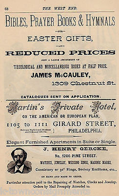 McCAULEY'S CHRISTIAN BOOK STORE MARTIN'S HOTEL PHILA PA ANTIQUE ADVERTISING PAGE - K-townConsignments