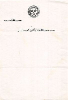 FREDERICK HEIDTMANN FLORAL PARK NEW YORK MAYOR ORIGINAL AUTOGRAPH SIGNATURE - K-townConsignments
