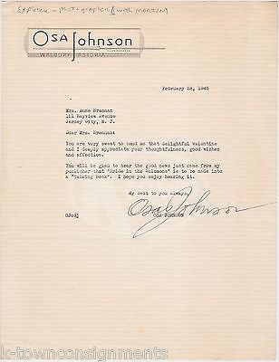 OSA JOHNSON WORLD EXPLORER AUTHOR AUTOGRAPH SIGNED WWII WALDORF LETTERHEAD 1945 - K-townConsignments