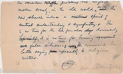 RICHARD WATSON GILDER AMERICAN POET ORIGINAL ANTIQUE MANUSCRIPT PAGE W/ EDITS - K-townConsignments