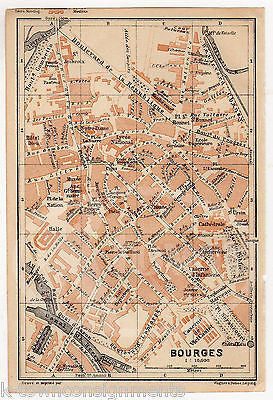 BOURGES FRANCE CASERNE D'INFANTERIE ANTIQUE TRAVEL CITY MAP WAGNER  LEIPZIG 1909 - K-townConsignments
