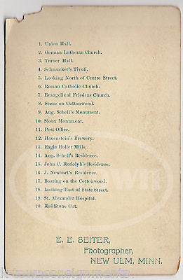 NEW ULM MINNESOTA SCENIC VIEWS 3 ANTIQUE SOUVENIR CABINET CARD PHOTOGRAPHS - K-townConsignments