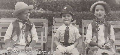 CUTE LITTLE BOYS COWBOY & POLICEMEN COSTUMES VINTAGE HALLOWEEN SNAPSHOT PHOTO - K-townConsignments