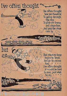 HORSE RIDING ON THE CLOUDS POEM ANTIQUE GRAPHIC KIDS ROOM ILLUSTRATION PRINT - K-townConsignments