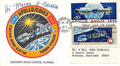 RALPH BECKER SIGNED APOLLO COVER TO NIXON WHITE HOUSE AID PERSONAL NOTE STICKER - K-townConsignments