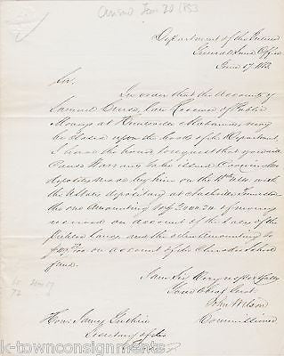 JOHN WILSON US TREASURY LAND GRANT OFFICE INTERIOR AUTOGRAPH SIGNED LETTER 1853 - K-townConsignments