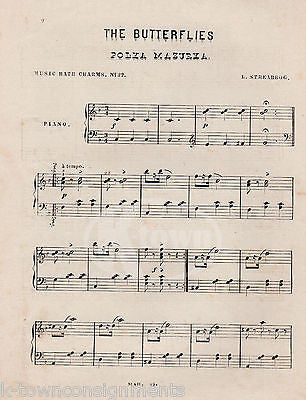 MUSIC HATH CHARMS THE BUTTERFLIES POLKA MAZURKA ANTIQUE GRAPHIC ART SHEET MUSIC - K-townConsignments