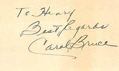 CAROL BRUCE SULTRY JAZZ MUSIC SINGER ORIGINAL AUTOGRAPH SIGNATURE - K-townConsignments