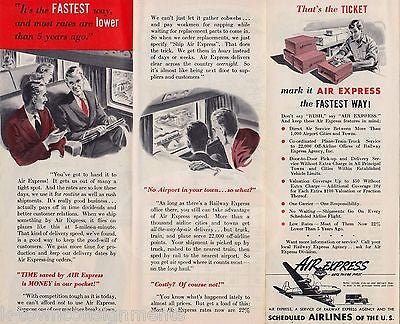 AIR EXPRESS VINTAGE RAILWAY EXPRESS OVERNIGHT FLIGHTS GRAPHIC ADVERTISING FLYER - K-townConsignments