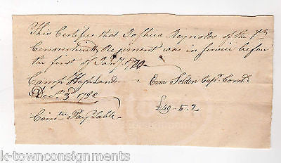 EZRA SELDEN REVOLUTIONARY WAR CAPTAIN AUTOGRAPH SIGNED JOSH REYNOLDS DOCUMENT - K-townConsignments