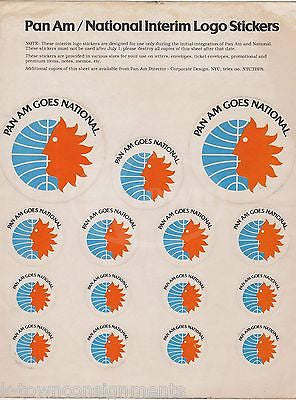 PAN AMERICAN NATIONAL AIRLINES VINTAGE GRAPHIC ADVERTISING INTERIM LOGO STICKERS - K-townConsignments