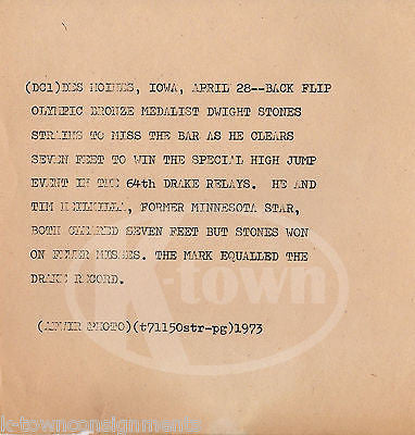 DWIGHT STONES OLYMPIC HIGH JUMP MEDALIST VINTAGE SPORTS PRESS PHOTO 1973 - K-townConsignments