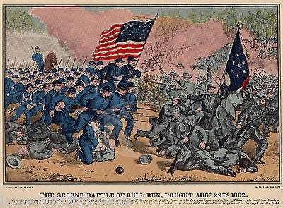 SECOND BATTLE OF BULL RUN VINTAGE CIVIL WAR SOLDIERS GRAPHIC POSTER PRINT - K-townConsignments