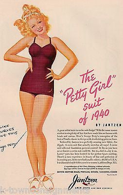 JANTZEN SWIMSUITS MODEL VINTAGE GEORGE PETTY PIN-UP GIRL GRAPHIC ART ADVERTISING - K-townConsignments