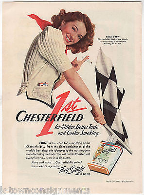 ELLEN DREW MOVIE ACTRESS CHESTERFIELD CIGARETTE MAGAZINE PAGE ADVERTISEMENT 1941 - K-townConsignments