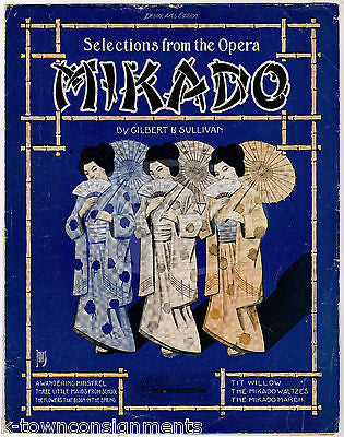 MIKADO MARCH WALTZES GILBERT & SULLIVAN ANTIQUE ASIAN GRAPHICS SHEET MUSIC 1910 - K-townConsignments
