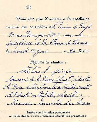 WWI FRENCH CATHOLIC ANTI-FREEMASON LEAGUE FRANCE ANTIQUE DOCUMENT - K-townConsignments