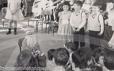 SANTA CLAUS DOLL BOYS & GIRLS SCHOOL CHILDREN VINTAGE CHRISTMAS SNAPSHOT PHOTO - K-townConsignments