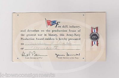 MONSANTO WWII HOME FRONT US ARMY NAVY PRODUCTION AWARD MEDAL TO MIRIAM PRATT - K-townConsignments