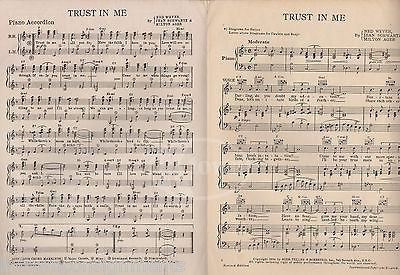 RUDY VALLEE TRUST IN ME SONG & LYRICS ANTIQUE GRAPHIC ILLUSTRATED SHEET MUSIC - K-townConsignments