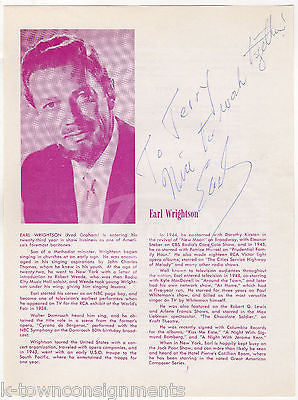 EARL WRIGHTSON THEATRE ACTOR  VINTAGE AUTOGRAPH SIGNED PLAYBILL PAGE - K-townConsignments