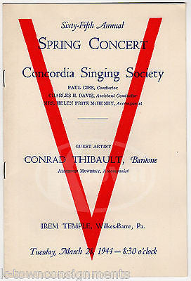 CONRAD THIBAULT ALDERSON MOWBRAY IREM TEMPLE WILKES-BARRE PA CONCERT PROGRAM - K-townConsignments