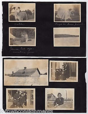 BLACK FACE MINSTREL GIRL CROSS DRESSING MAN HOUSE FLOOD & DOGS ANTIQUE SNAPSHOTS - K-townConsignments
