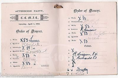 EDMANDS' ORCHESTRA BOSTON MA FROG POND ENGRAVING ANTIQUE DANCE CARD PROGRAM 1883 - K-townConsignments