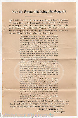 P. T. BARNUM CIRUS QUOTE ANTIQUE PHILADELPHIA FARM EQUIPMENT ADVERTISING FLYER - K-townConsignments