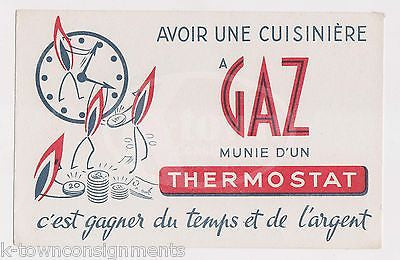 MUNIE D'UN GAS THERMOSTAT VINTAGE INK BLOTTER FRENCH GRAPHIC ADVERTISING CARD - K-townConsignments